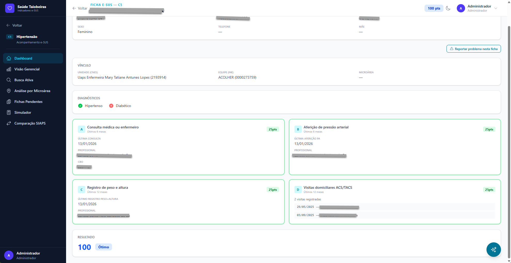Ficha Individual do Paciente